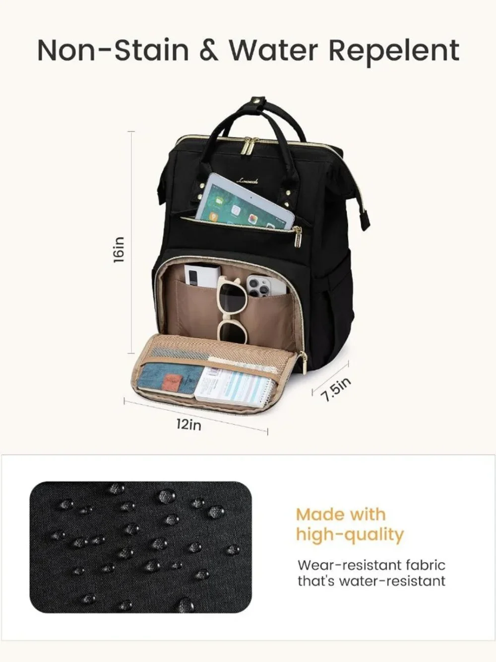 Stylish Waterproof Laptop Backpack for Women, 15.6